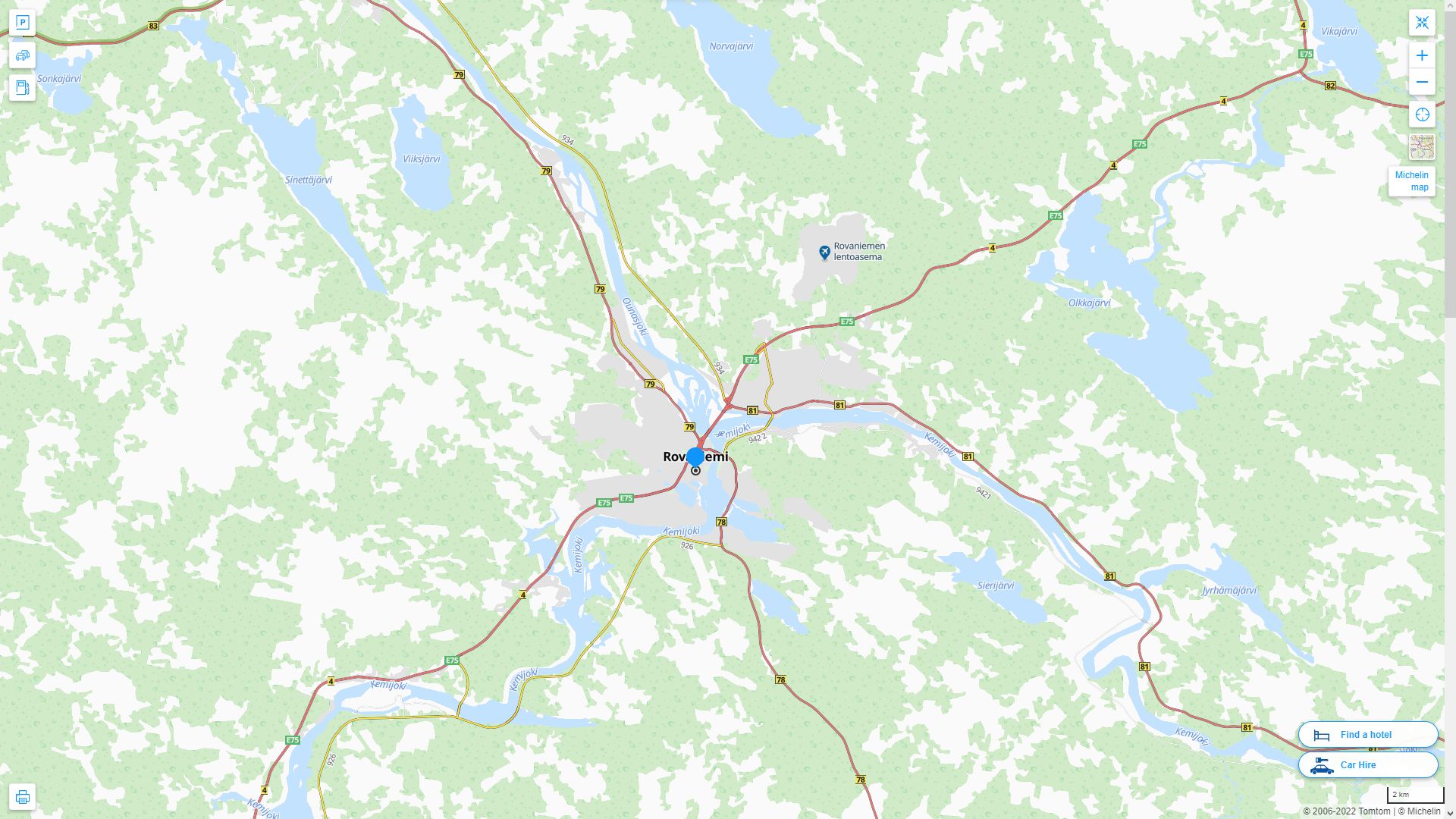 Rovaniemi Highway and Road Map